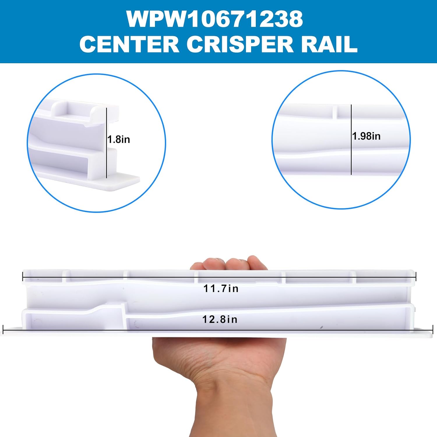 Carril central W10671238 para Whirlpool Kenmore Sears refrigerador cajón de reemplazo WPW10671238