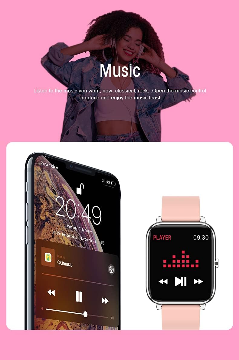 HANDA – Reloj inteligente para hombres y mujeres, monitor de actividad deportiva con pantalla táctil completa, reloj inteligente con frecuencia