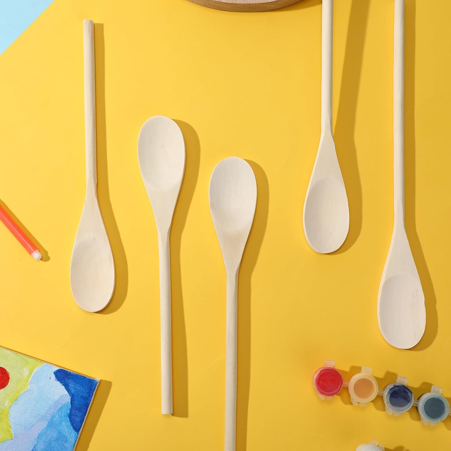 100 cucharas de madera de 10 pulgadas, regalos para mamá, cucharas de madera ovaladas, cucharas de madera para bricolaje, cuchara de madera para