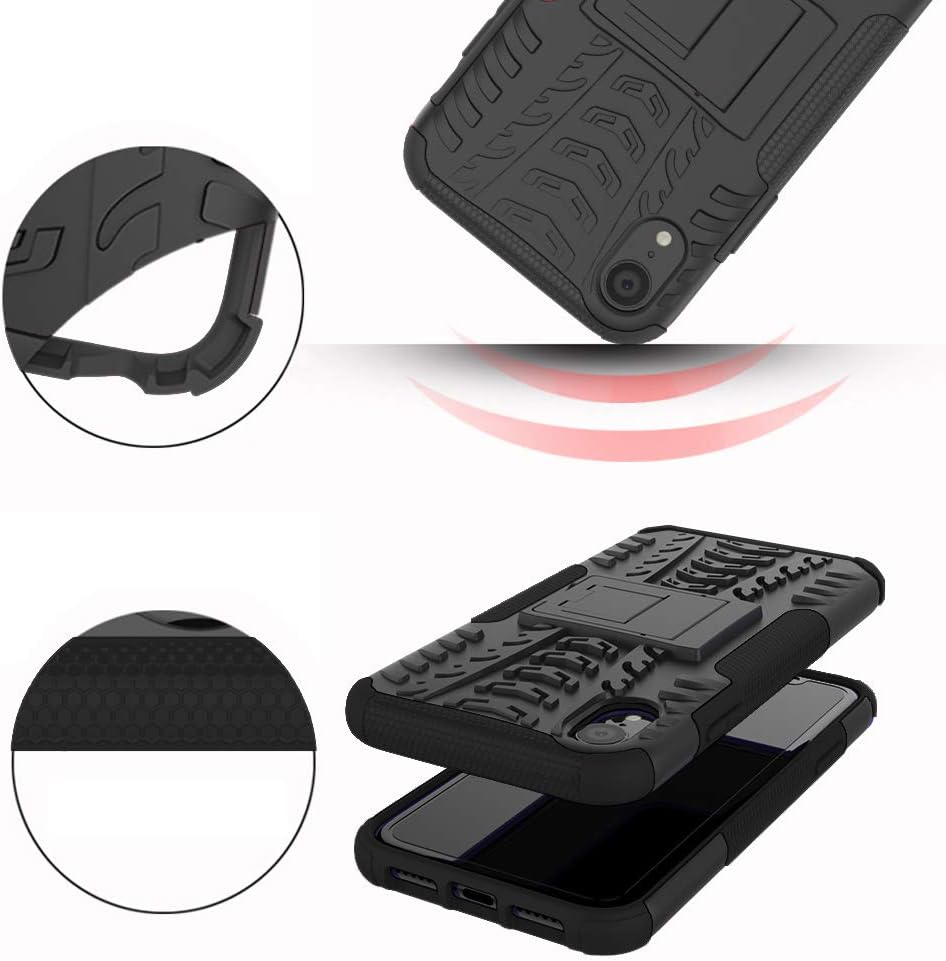 Asuwish Funda protectora para iPhone XR 6.1 con protector de pantalla de vidrio templado, híbrida, resistente, funda protectora para iPhone XR