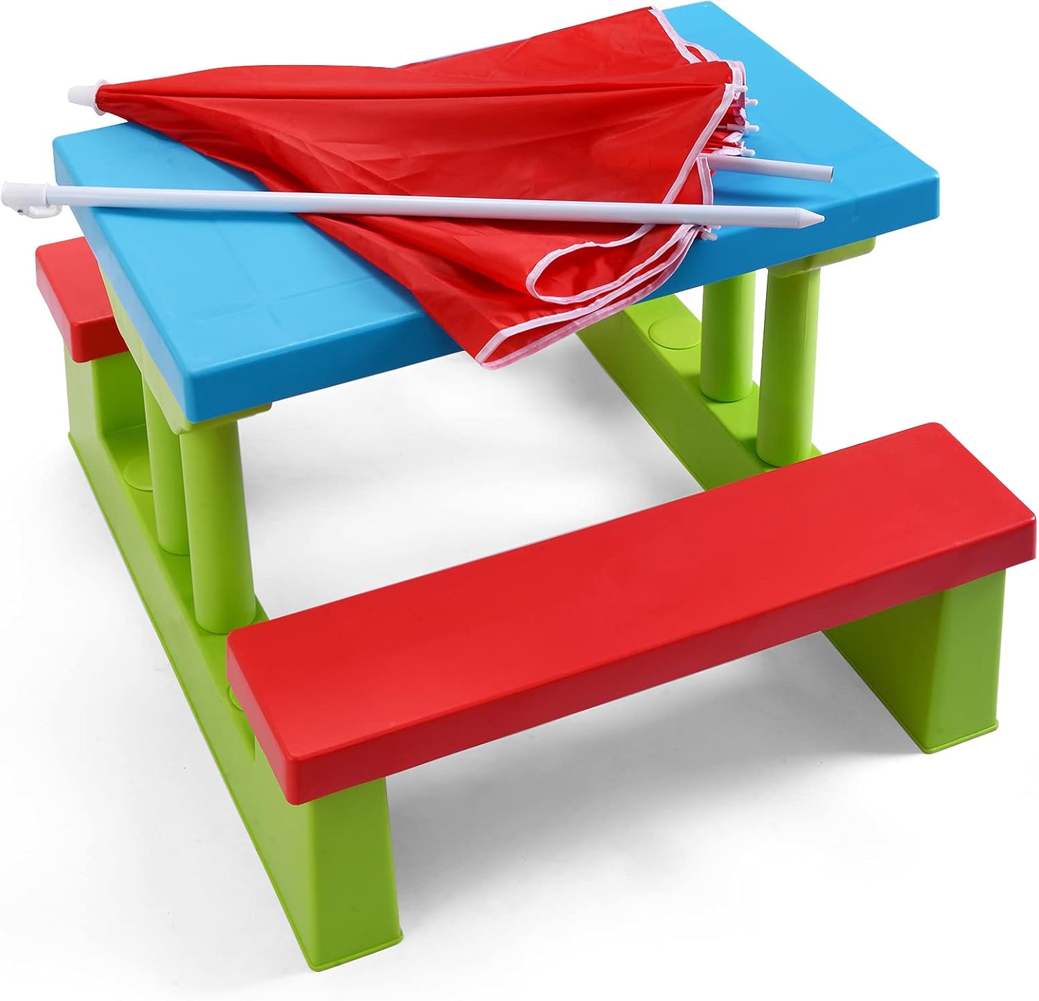 BETTARY – Juego de mesa y silla de picnic para niños pequeños, juego de mesa y banco para niños con paraguas extraíble, juego de mesa de picnic