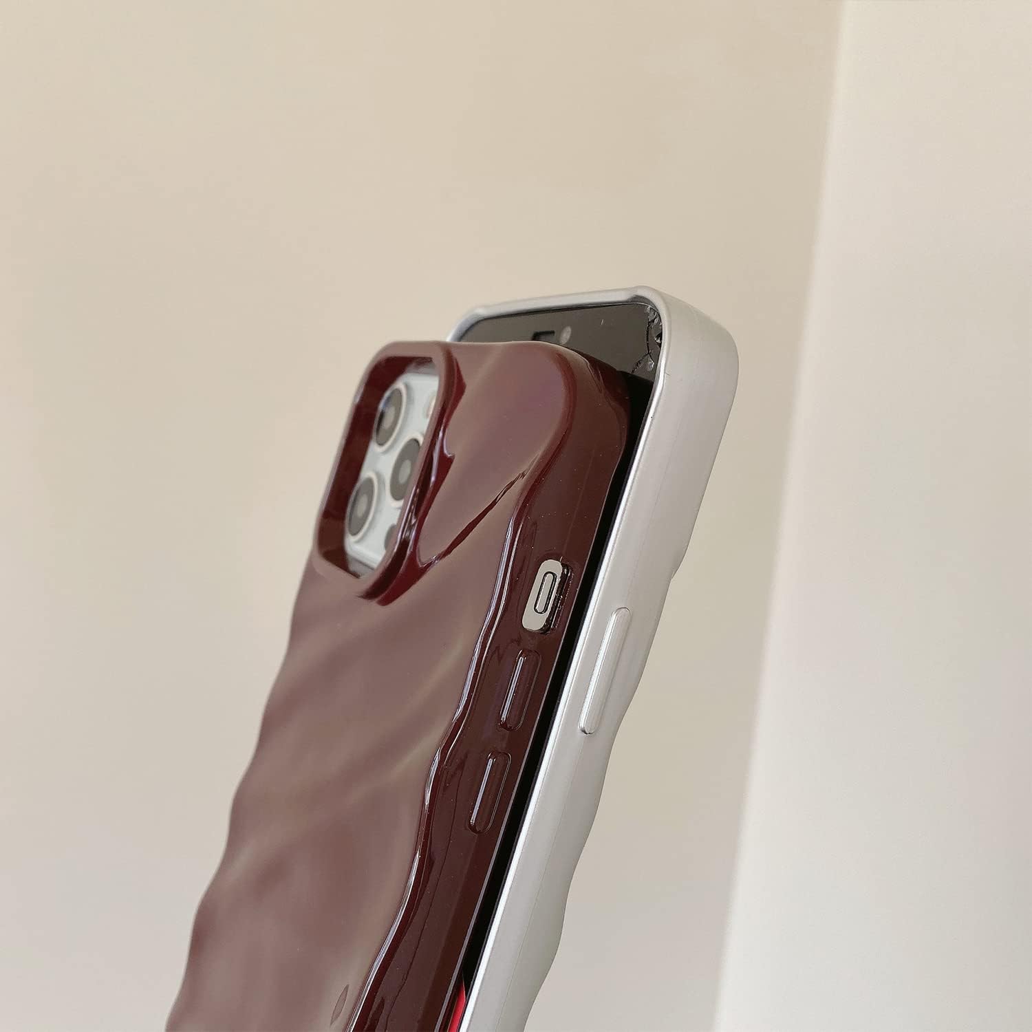 Sayoaho Funda con patrón de ondas de agua compatible con iPhone 12iPhone 12 Pro, bonita funda de lujo con forma de onda para mujeres y hombres,