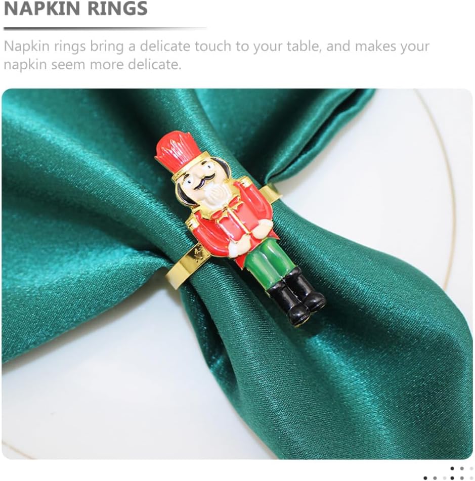 EXCEART Servilleteros de cascanueces de Navidad, 4 servilleteros de Navidad, anillos de mesa para suministros de fiesta de Navidad