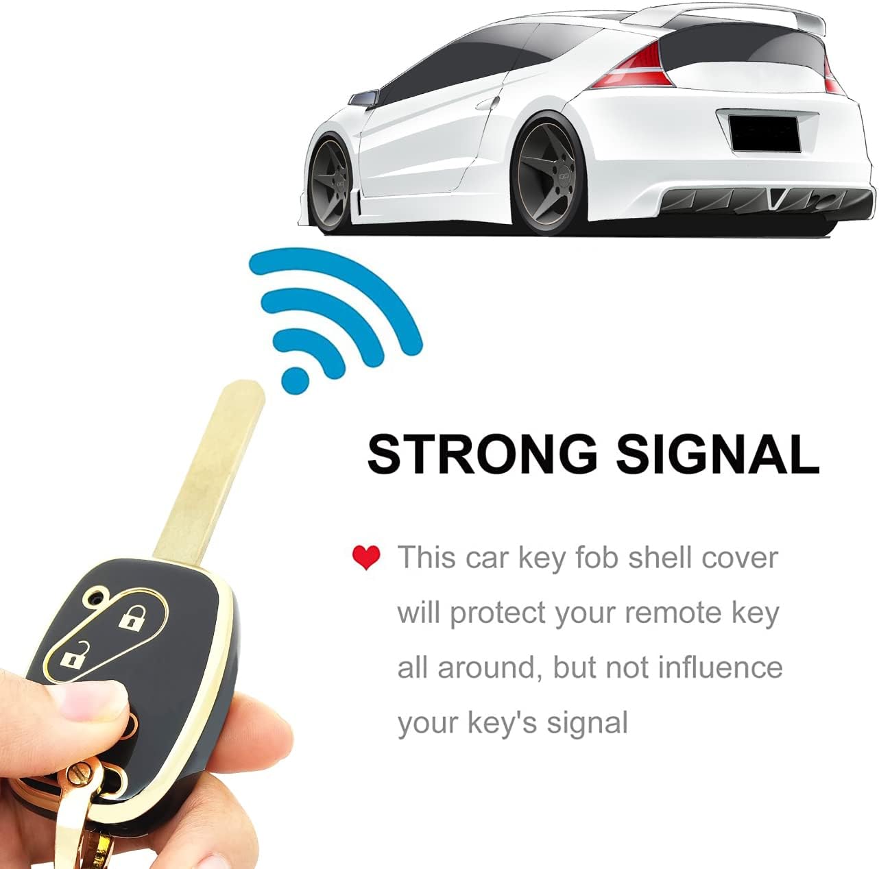 Funda para llavero Honda con llavero de TPU suave para llave de automóvil, compatible con Honda AccordCivicCR-VFitOdysseyPilotRidgelineCR-Z (negro),