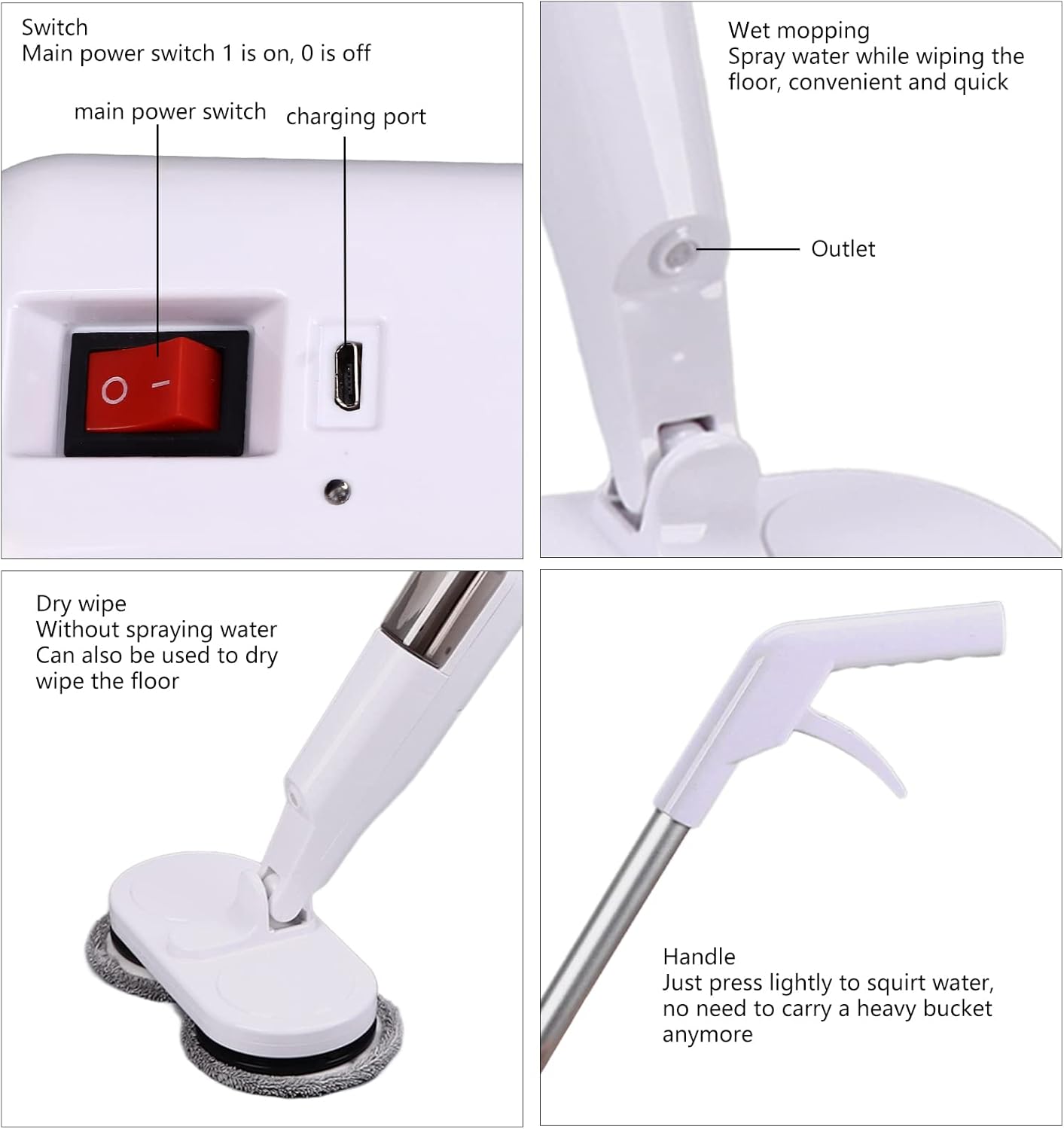Mopa eléctrica máquina inalámbrica USB recargable de mano con limpiador eléctrico fregona rotativa producto mopas de vapor