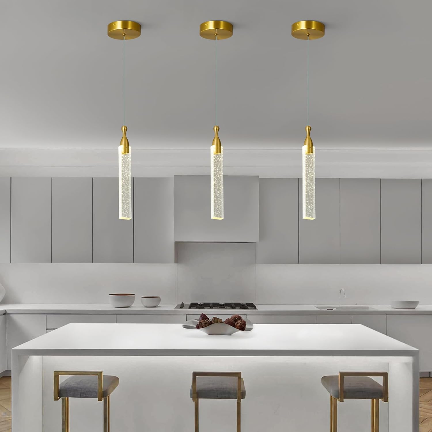 LBSQJ Pendant Lights Kitchen Island Kitchen Light Fixtures Ceiling Dimmable LED Modern Gold Mini Pendant Light Bubble Crystal Pendant Lighting for