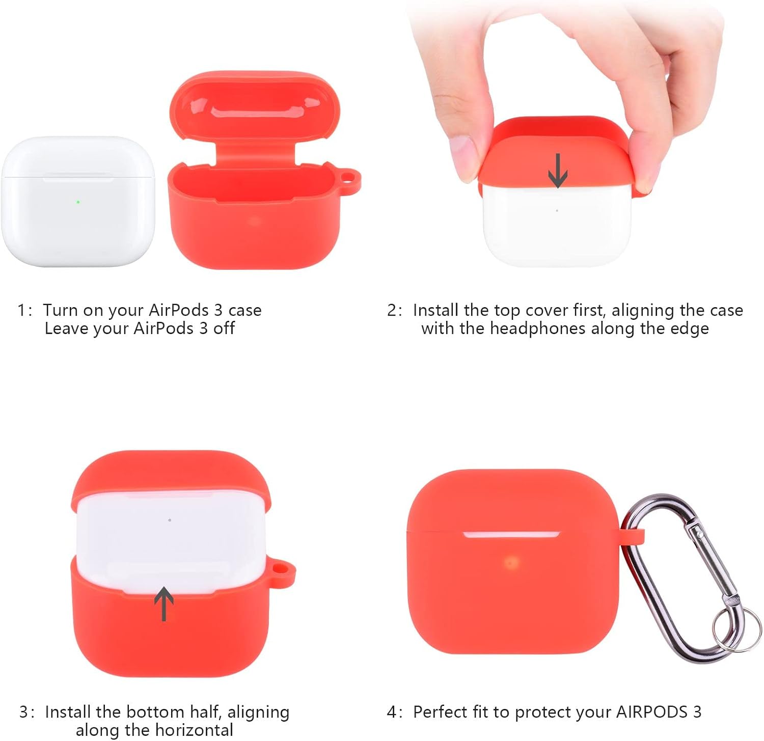 Funda protectora de silicona compatible con AirPods 3 para Airpods de tercera generación 2021 (LED frontal visible), color gris espacial