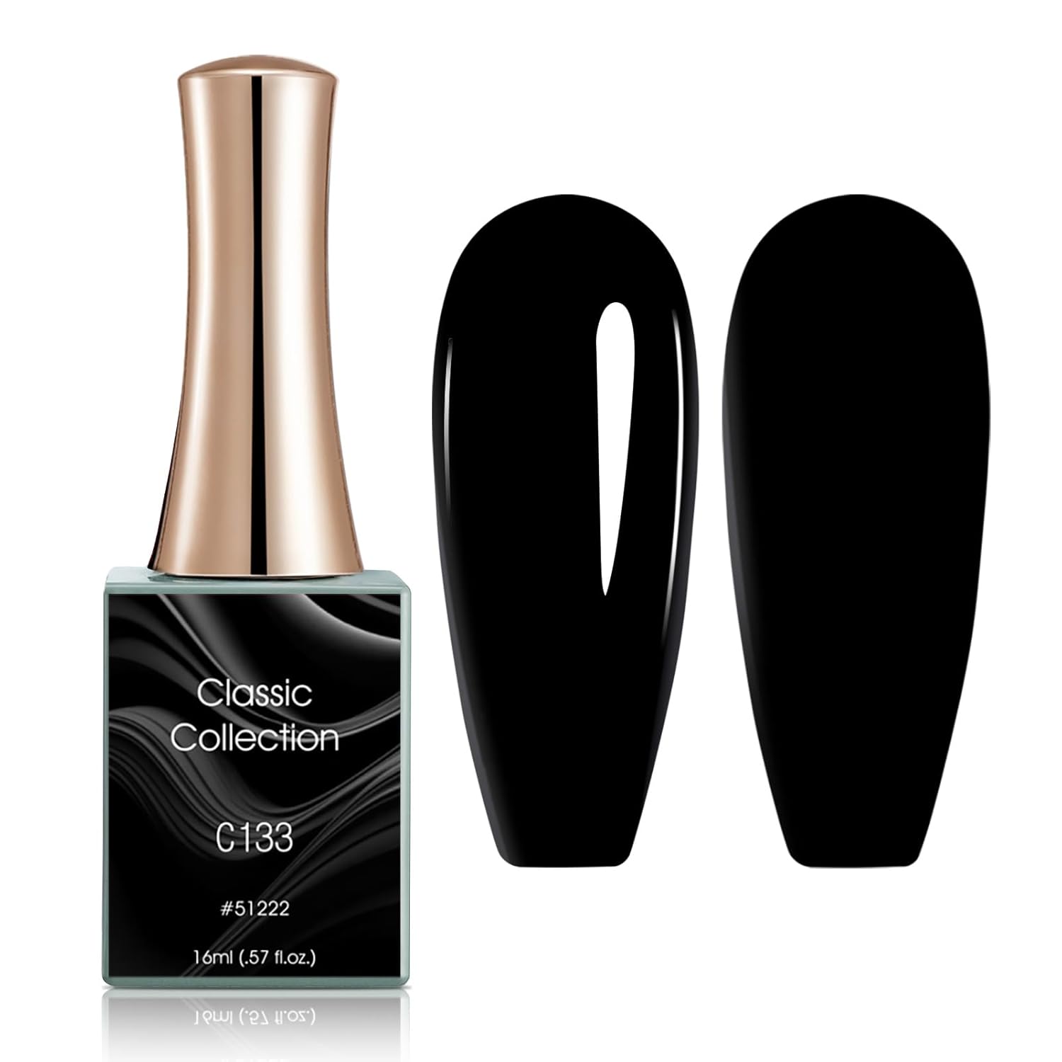 CANNI Esmalte de uñas de gel negro, 1 unidad de 0.6 fl oz (0.5 fl oz) de esmalte de gel negro puro Soak Off LED, juego de esmalte de uñas en gel