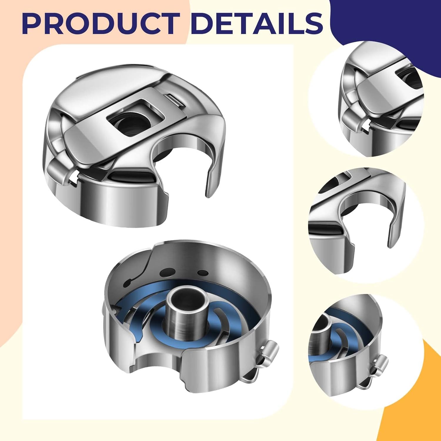 Leifide Caja de bobina de acero inoxidable compatible con Juki Ddl-5550 Ddl-8100 Ddl-8300 Ddl-8500 Ddl-8700 Máquina de coser de una sola aguja para