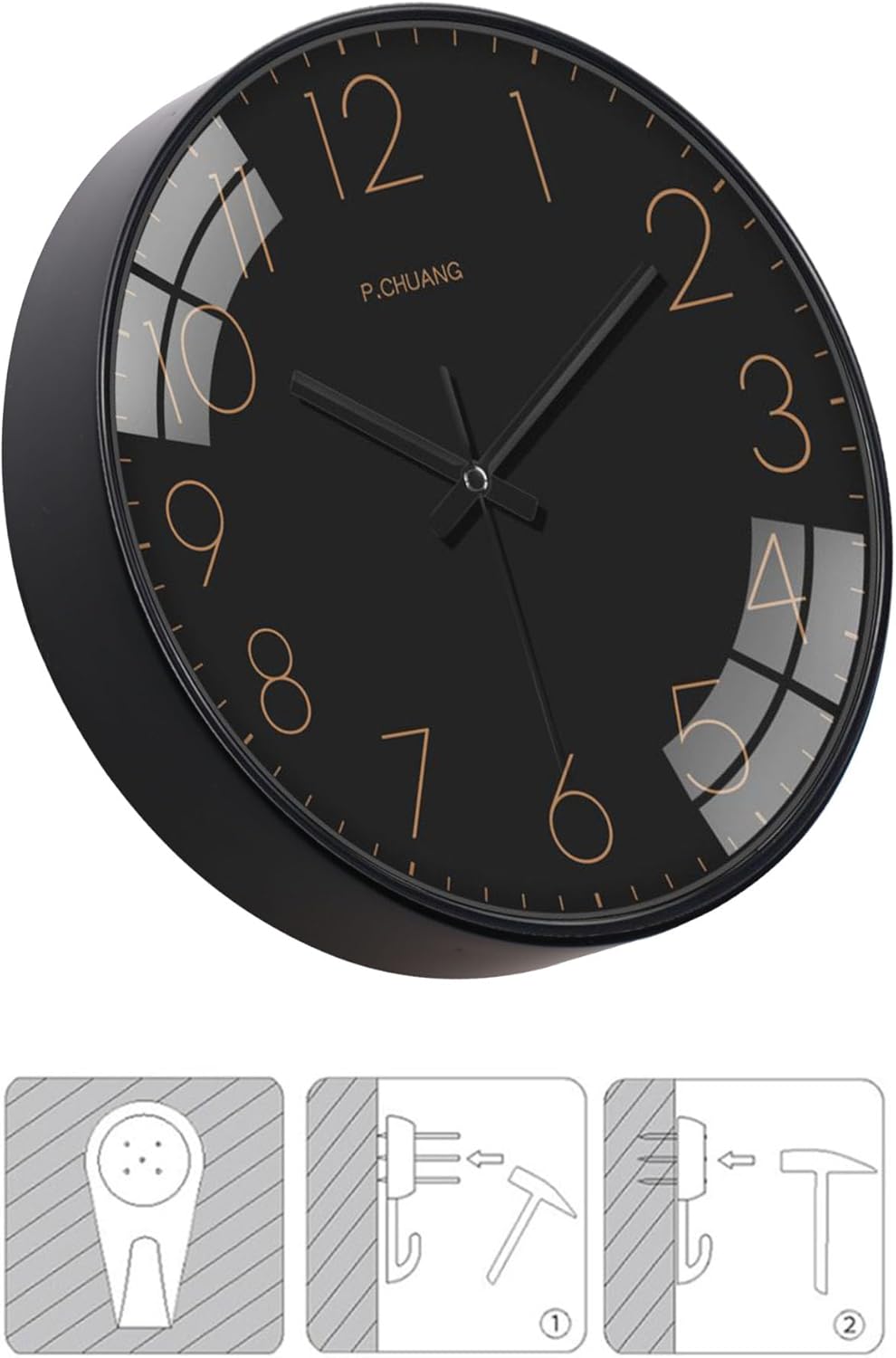 Reloj de pared de 8 pulgadas, silencioso, sin tictac, reloj de pared moderno, funciona con pilas, analógico, pequeño, redondo, decorativo, para el