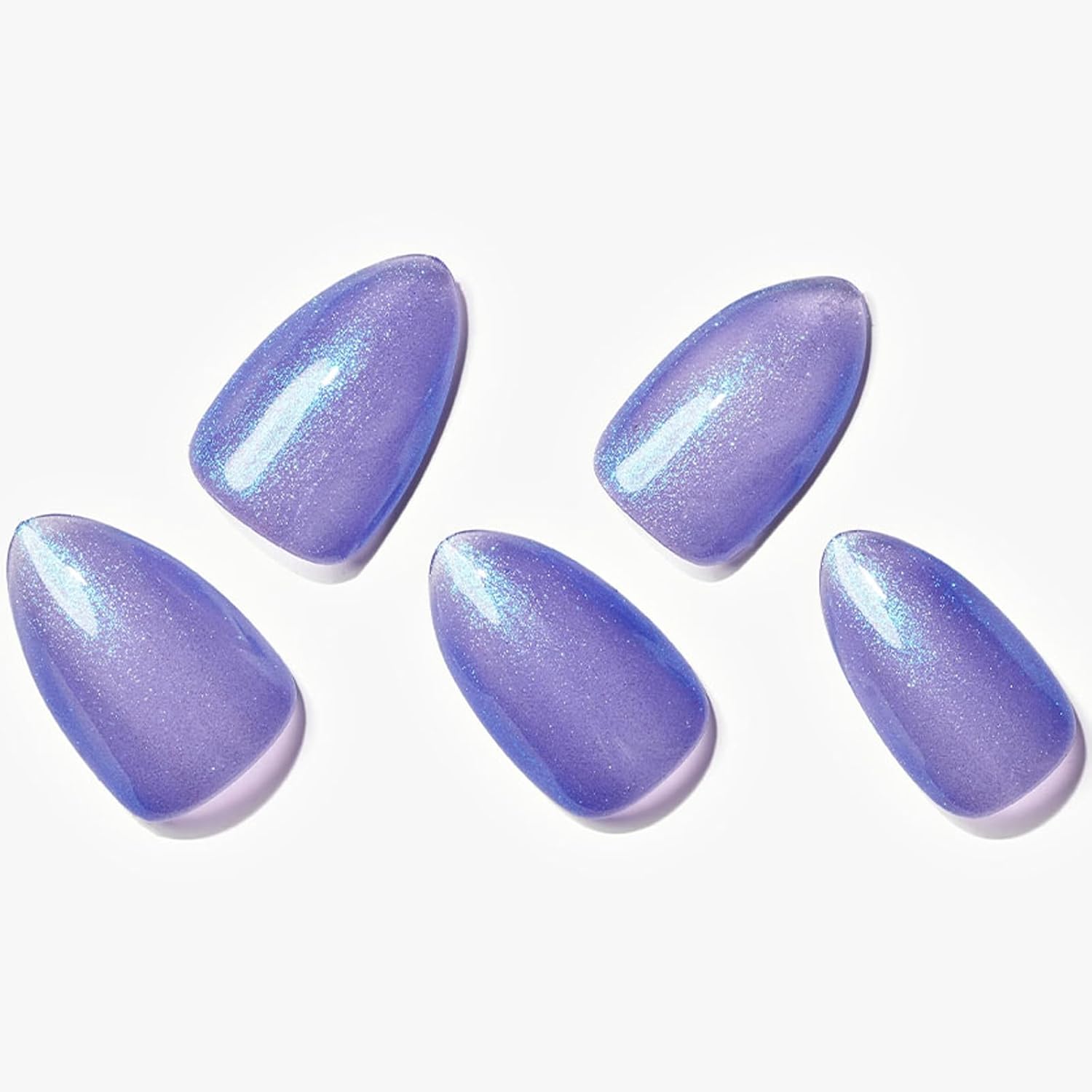 GLAMERMAID Jelly – Uñas postizas cortas a presión, serie de uñas de gel hechas a mano  Uñas postizas de galaxia con purpurina azul y morado de