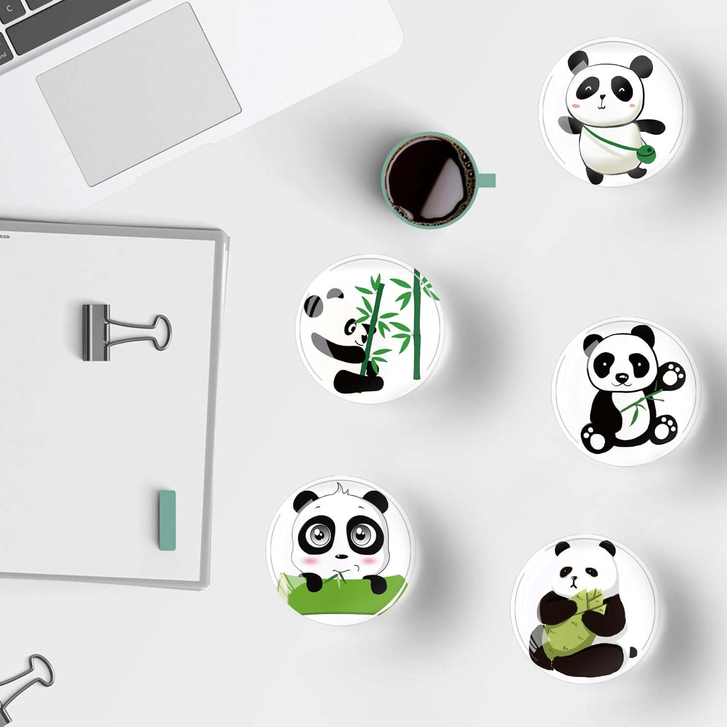 12 calcomanías de cristal para nevera, imanes de nevera de panda para decoración de manualidades, imanes fuertes para nevera para cocina, escuela,