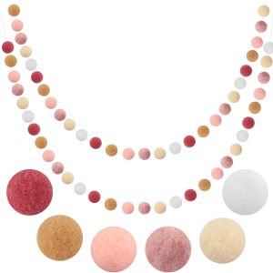 2 guirnaldas de pompones en colores pastel, guirnalda de pompones de 16.4 pies de largo, decoración bohemia, guirnaldas grandes de bolas de fieltro 2 guirnaldas de pompones en colores pastel, guirnalda de pompones de 16.4 pies de largo, decoración bohemia, guirnaldas grandes de bolas de fieltro