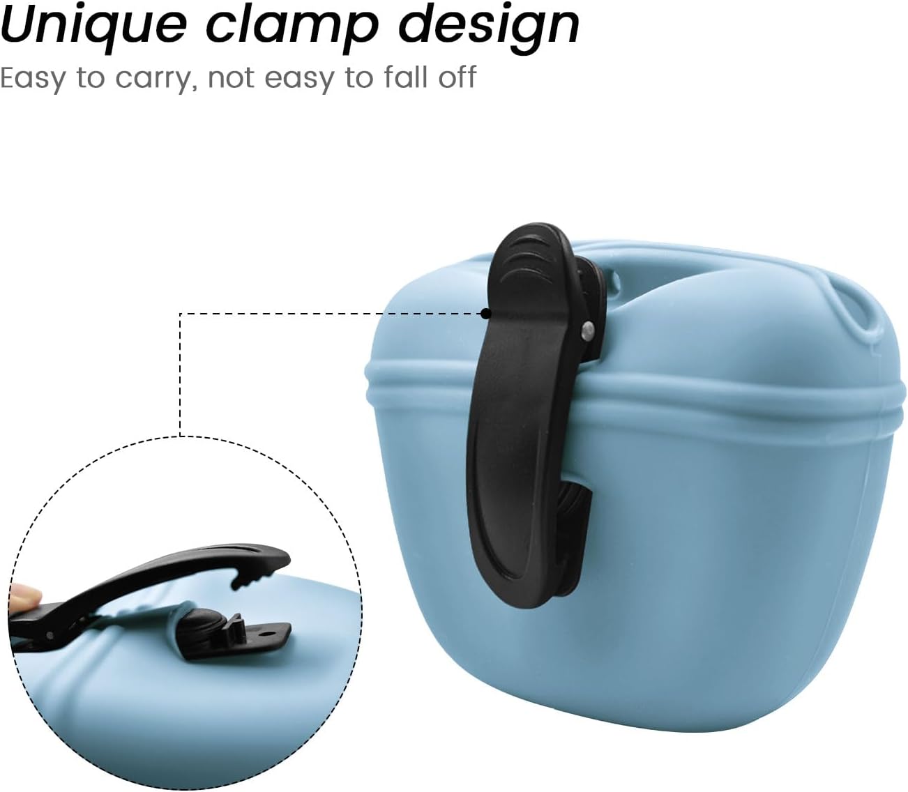 AUDWUD – Bolsa de silicona para perros – Clip en contenedor de entrenamiento portátil – Práctico cierre de hebilla magnética y clip de cintura –