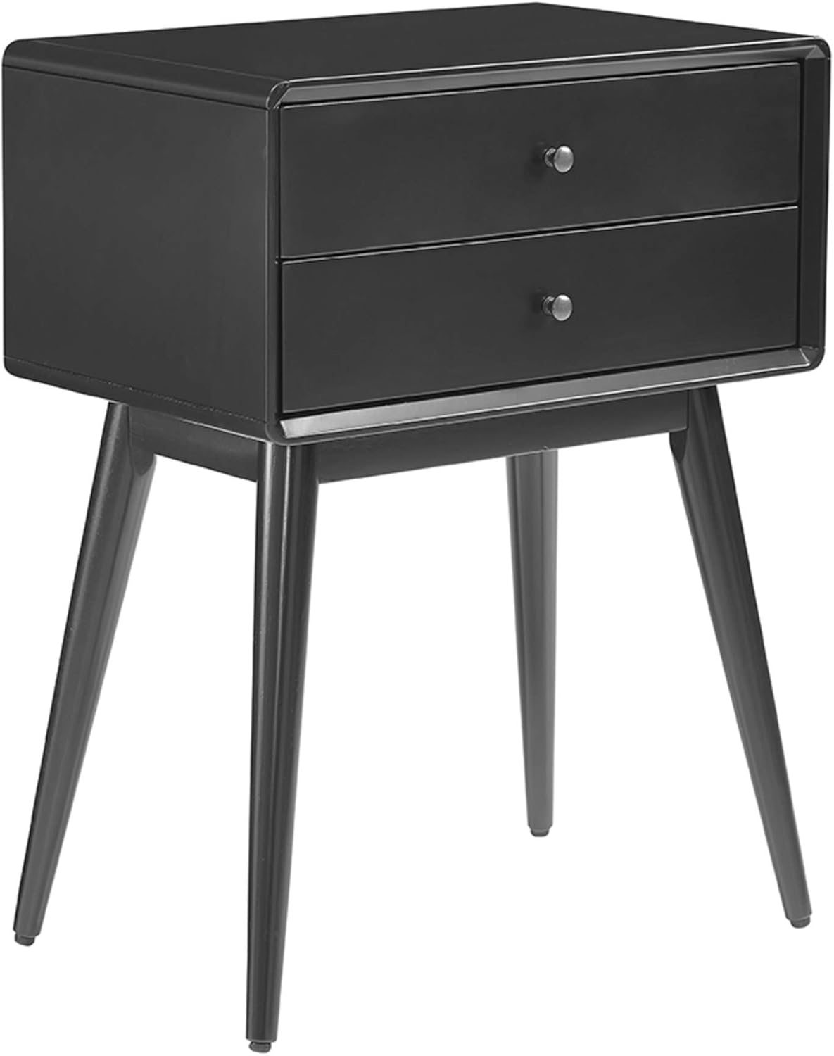 Elle Decor Stephanie – Mesa auxiliar, mesita de noche moderna de mediados de siglo o decoración de sala de estar con dos cajones para