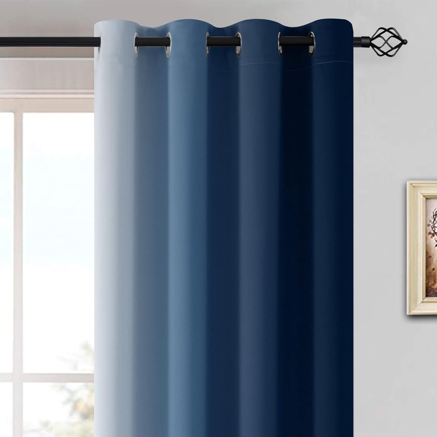 Yakamok – Cortinas blackout con color degradado, poliéster grueso, aislamiento térmico y ojales para sala y dormitorio