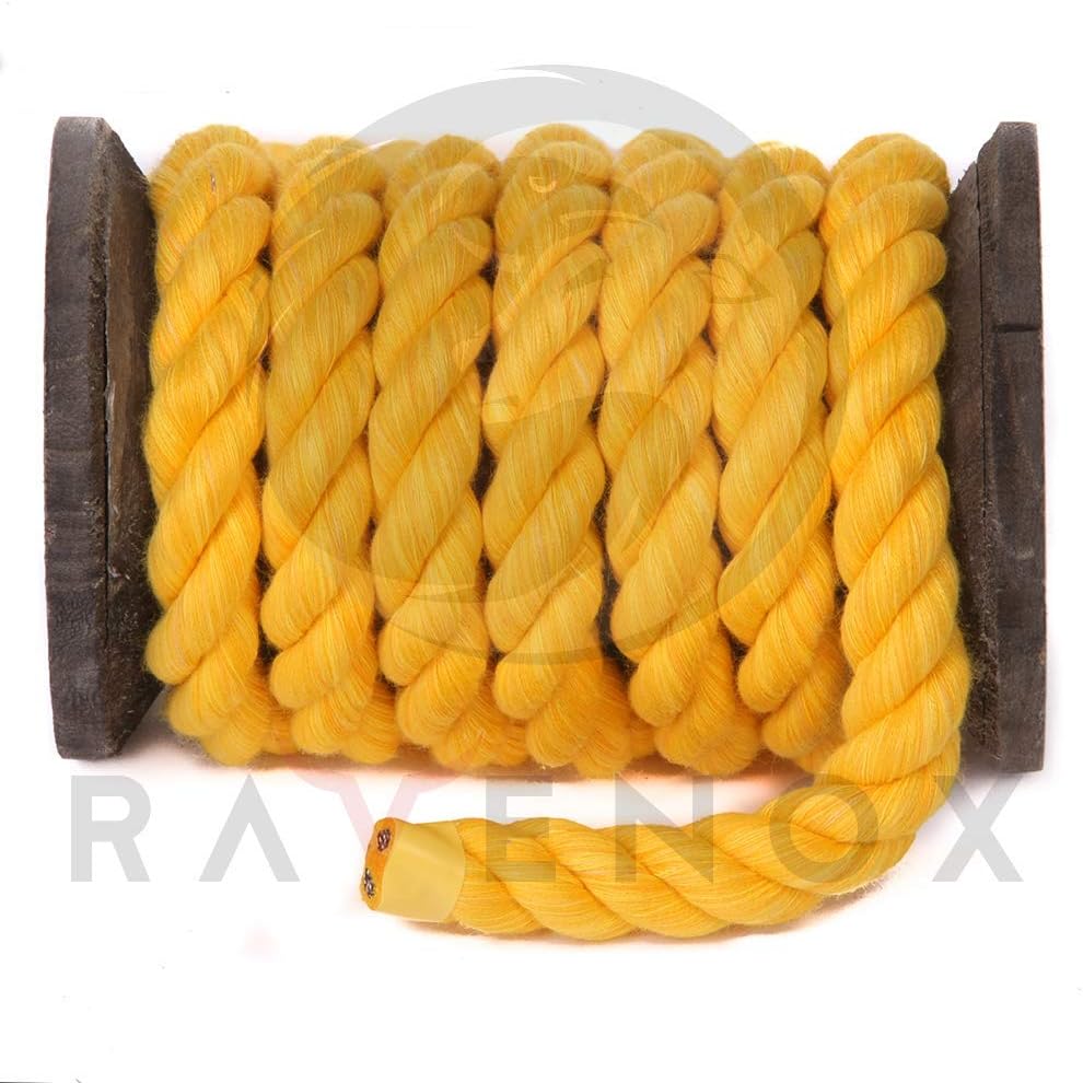 Ravenox – Cuerda de algodón trenzado natural, fabricada en los Estados Unidos, fuerte cordón múltiple para deportes, decoración, juguetes de