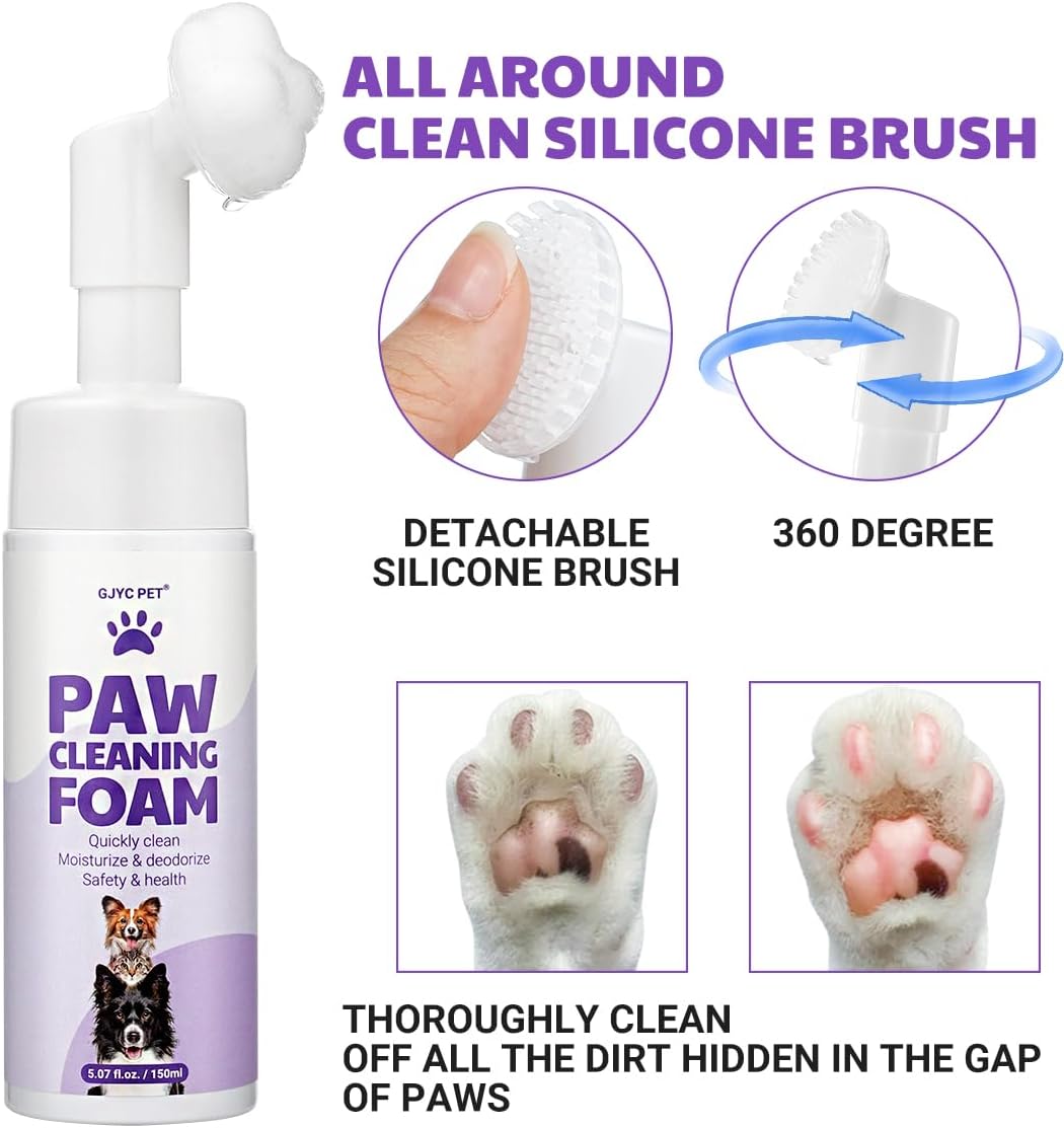 Limpiador de patas sin enjuague con espuma sin agua, limpiador de patas con limpiador de silicona mejorado, espuma mágica natural a base de plantas,