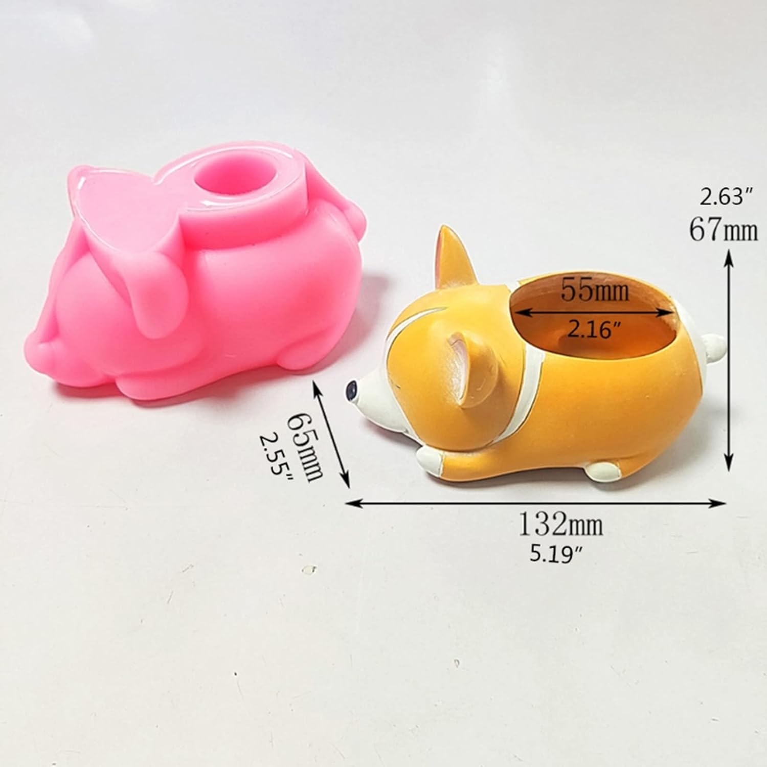 Moldes para macetas de hormigón Corgi para perros, maceta suculenta, moldes de silicona, resina epoxi, arcilla, cemento, portavelas, molde de caja