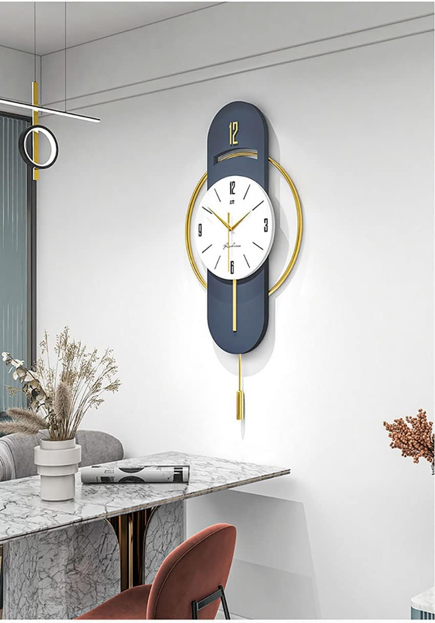 FLOERROYALE Reloj de pared grande para decoración de sala de estar, moderno reloj de pared silencioso de metal de madera, reloj de pared con