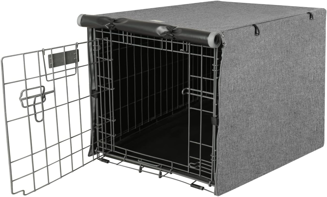 Funda para jaula de perro  Funda para perrera para jaula de perro de 24 pulgadas, cubierta de poliéster de doble puerta para jaula de alambre para