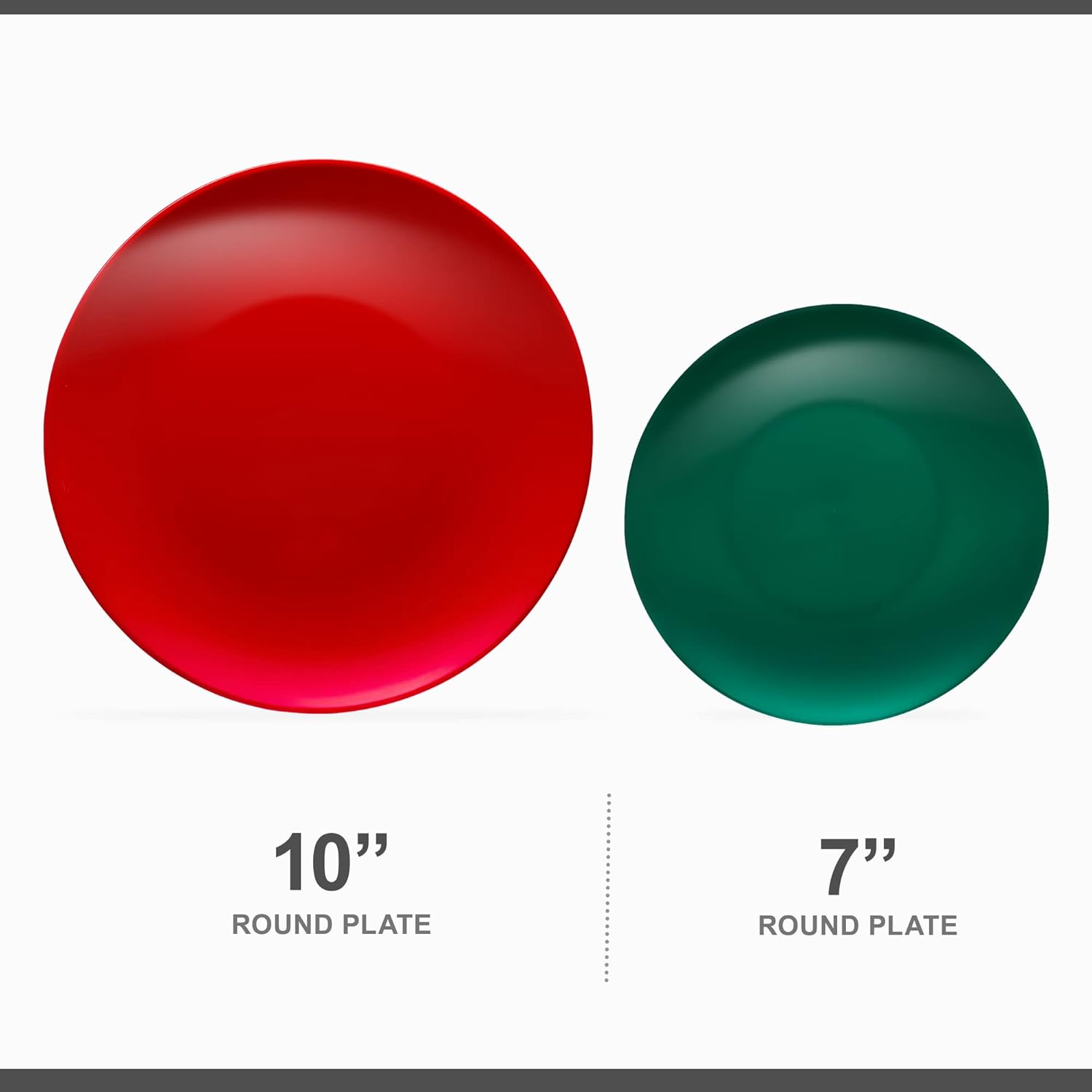 PLASTICPRO El juego combinado de 32 platos navideños incluye platos verdes de 16-7 pulgadas y platos rojos de 16 a 10 pulgadas, platos de plástico