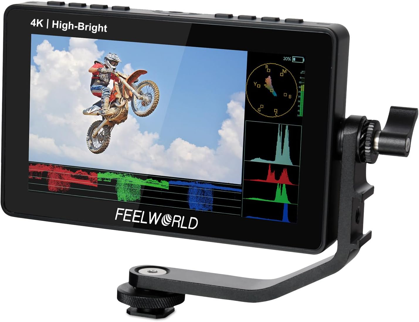 FEELWORLD F5 Prox 5.5 pulgadas 1600nit Cámara DSLR de alto brillo Monitor de campo Pantalla táctil Forma de onda 3D LUT F970 Kit externo Instalar