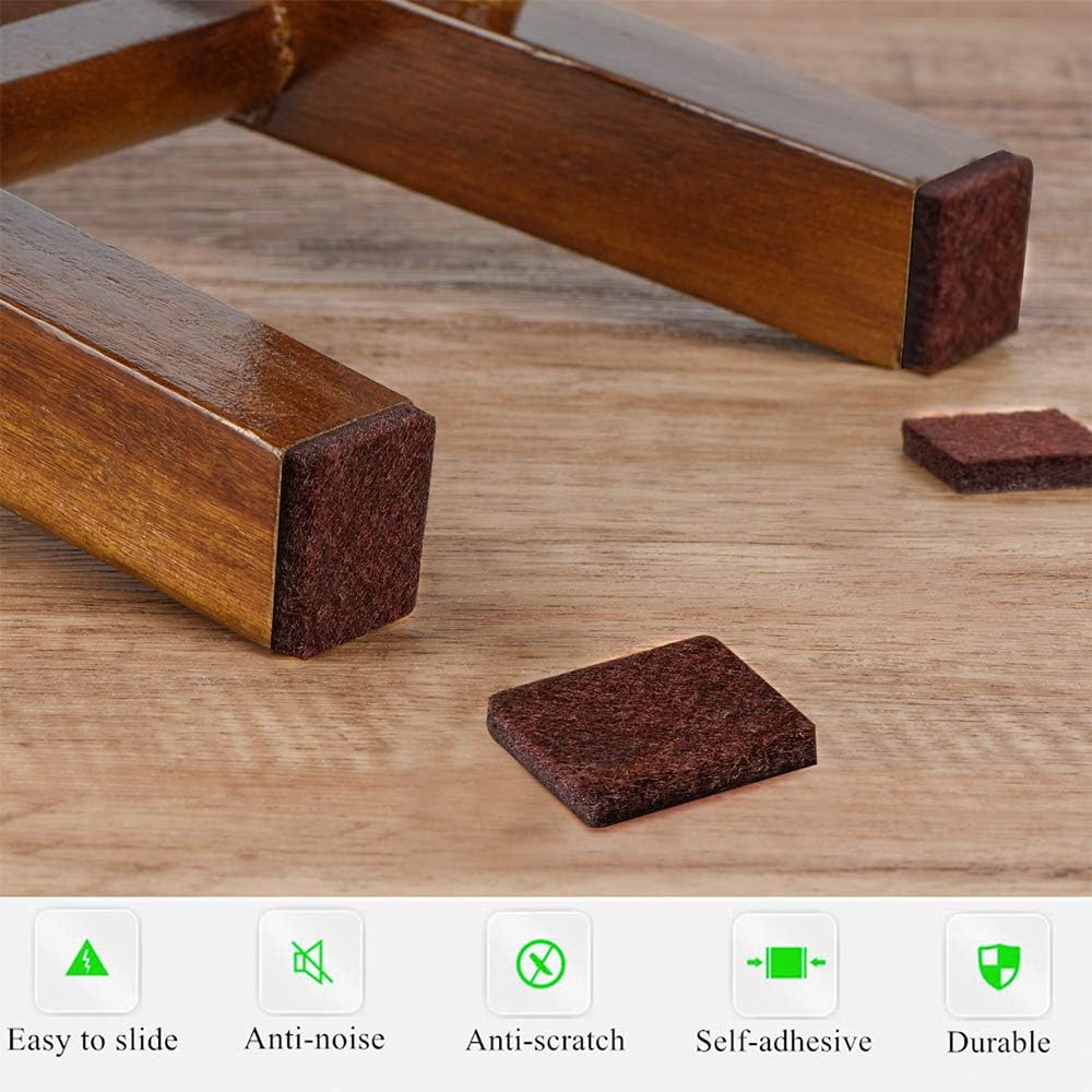 Almohadillas cuadradas de fieltro para patas de silla, almohadillas cuadradas de fieltro para muebles de 1 pulgada, paquete de 48 piezas, color