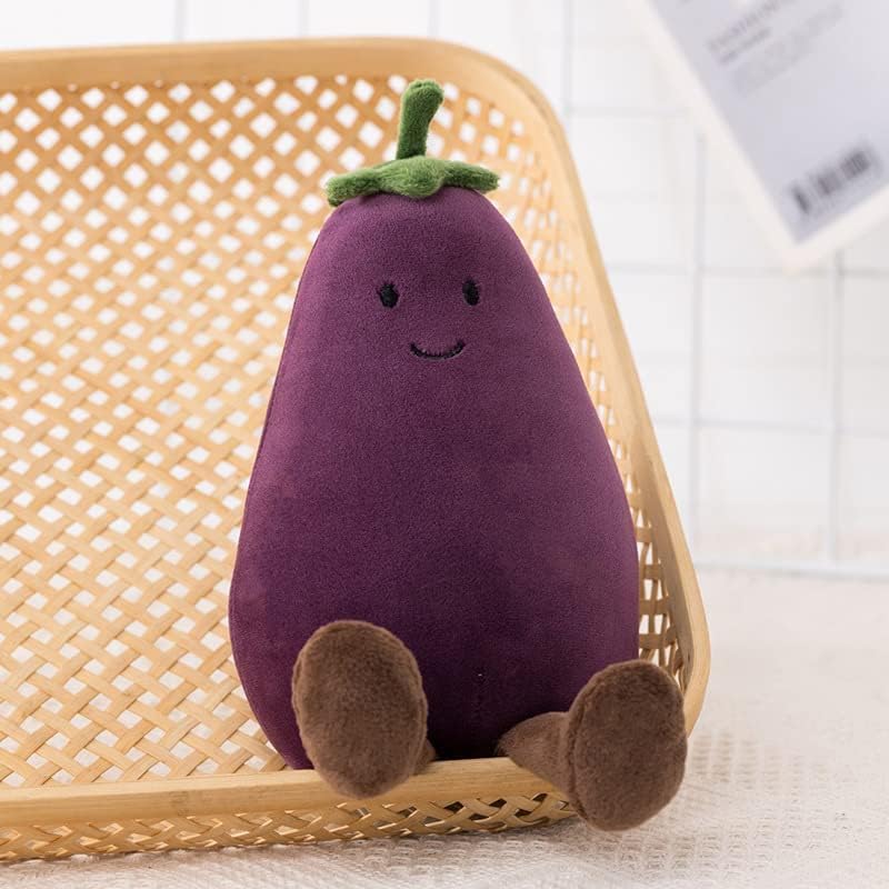 JOSON Juguetes creativos de felpa de berenjena, mini muñecas de felpa de verduras y frutas de 9 pulgadas, regalos de cumpleaños para niños y niñas,