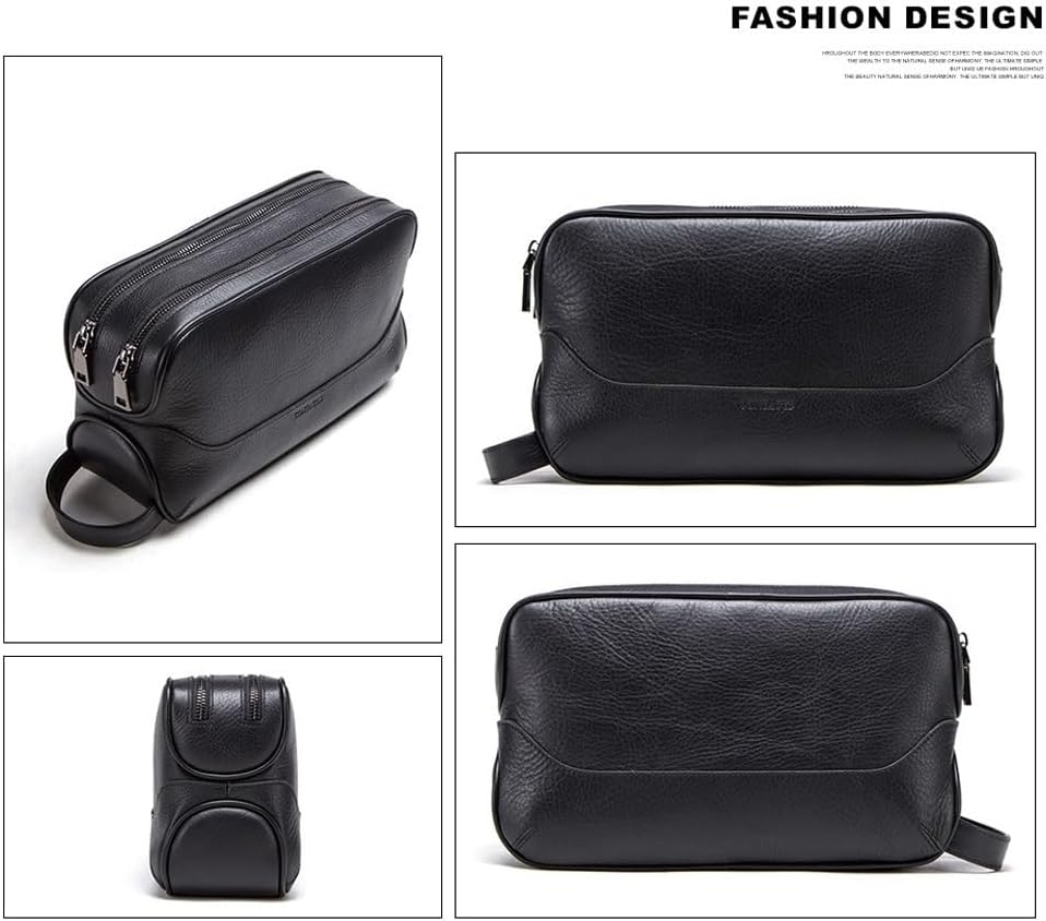 YIORYO Neceser para hombre, bolsa de afeitado de cuero para hombres, bolsa de aseo de cuero para hombre, kit de cuero Dopp para hombres, bolsa de