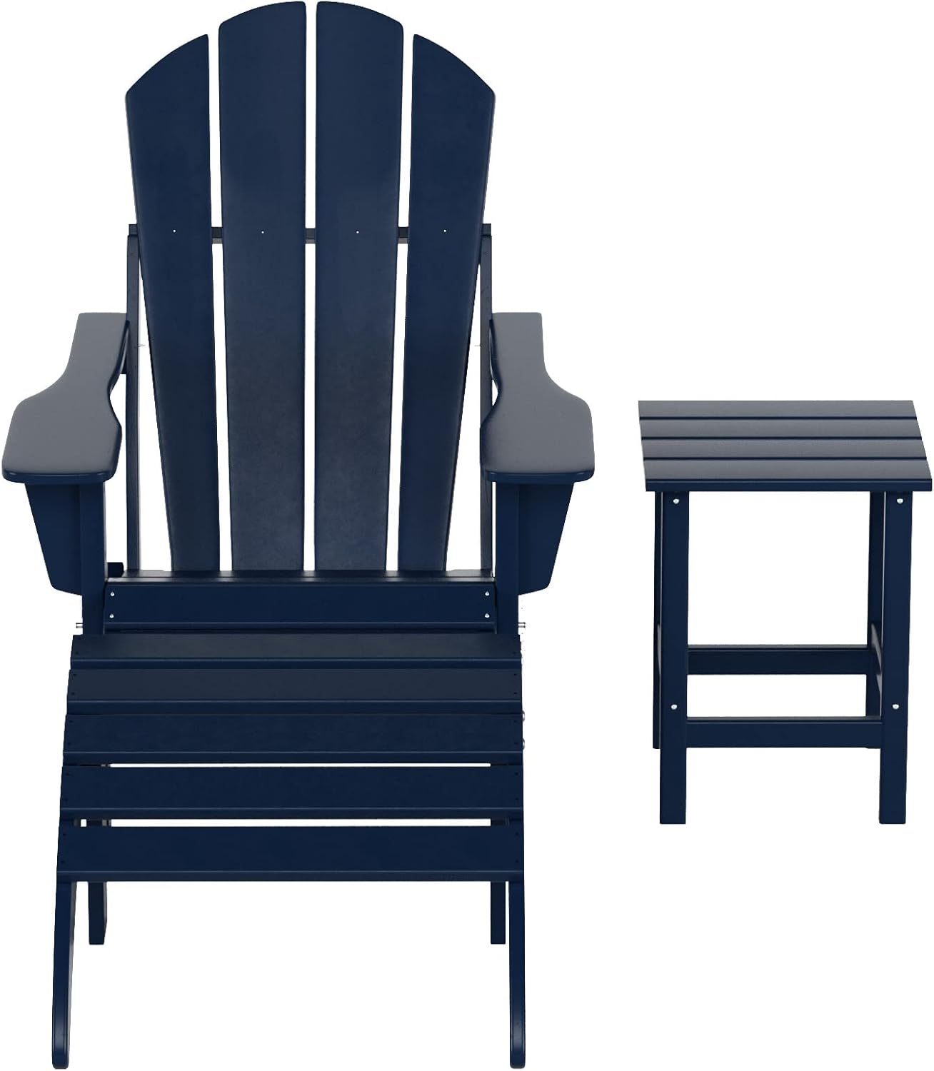 WestinTrends Malibu – Sillas de salón para exteriores, juego de 3 sillas Adirondack con otomana y mesa auxiliar, silla plegable de madera de