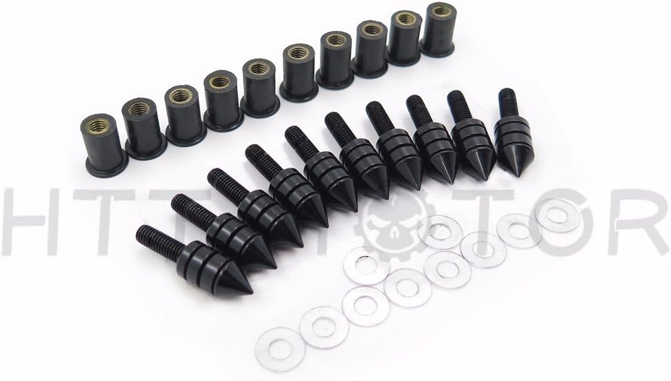 GROUP – Kit de pernos de tuerca para motocicleta – Picos de carenado para parabrisas – Negro – Honda CBR 600rr 1000rr, Suzuki GSXR 600 750 1000,