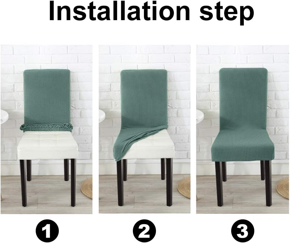Juego de 6 fundas para sillas de comedor, cocina, sillas Parsons, fundas lavables, protectores de asiento para hotel, banquete, ceremonia (cian