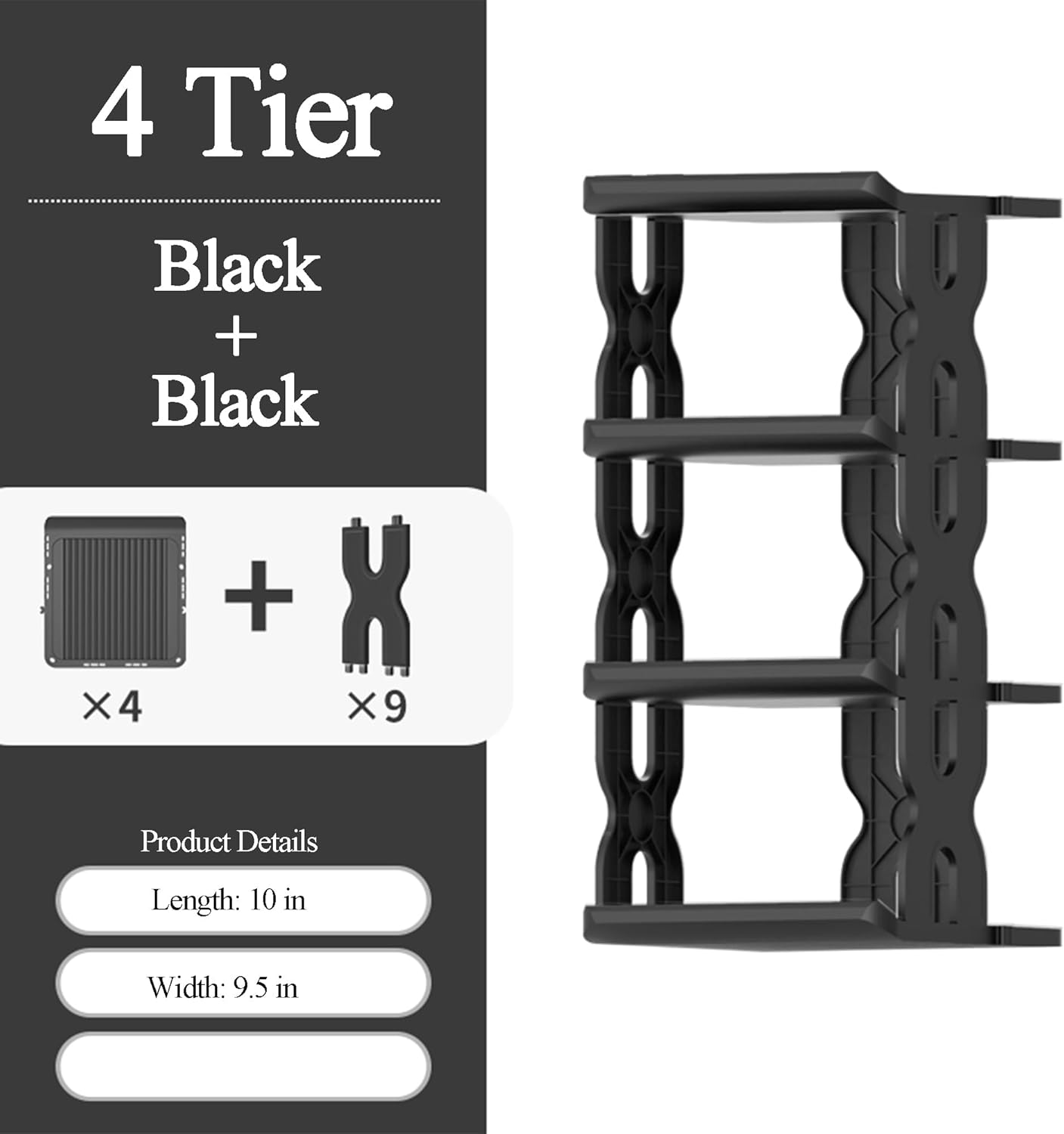 Zapatero vertical negro para entrada, fácil de montar, soporte estrecho para zapatos, organizador de zapatos que ahorra espacio, estante de