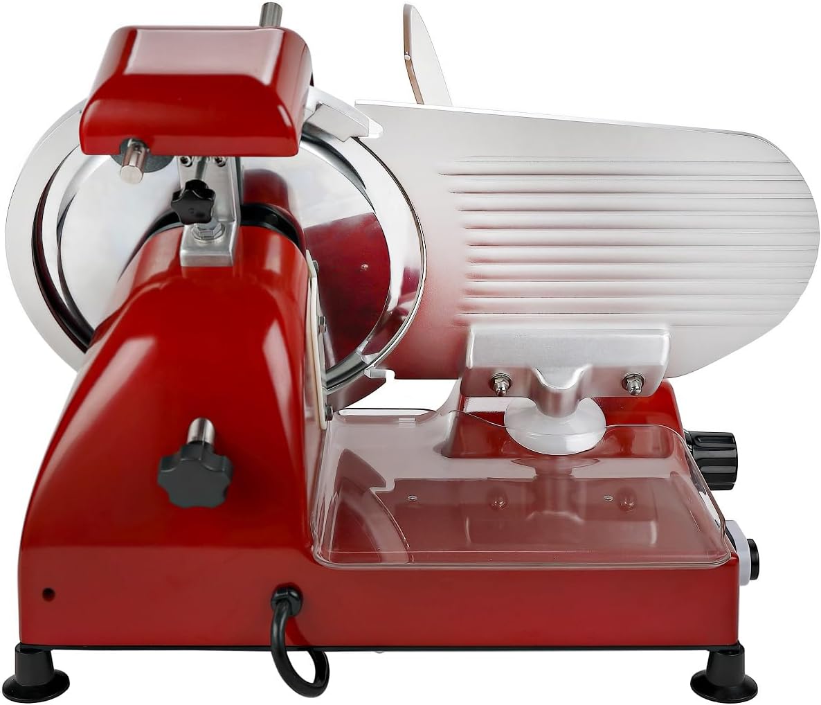 BESWOOD 10″ Premium Cromo plateado acero hoja eléctrica Deli carne queso rebanador de alimentos con plato de servir comercial y para uso doméstico