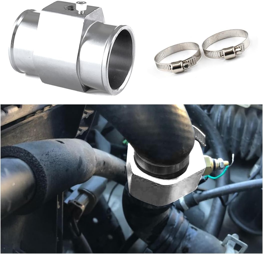 Tubo de junta de temperatura del agua, adaptador de sensor de temperatura del agua de aleación de aluminio para automóvil, 1.102-1.575 in,