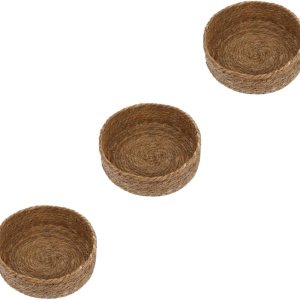 Cabilock 3 unidades de cesta de almacenamiento de paja para alimentos, cesta de ratán, decoración de mesa, almacenamiento tejido, cesta de Cabilock 3 unidades de cesta de almacenamiento de paja para alimentos, cesta de ratán, decoración de mesa, almacenamiento tejido, cesta de