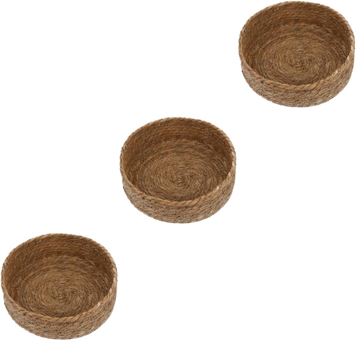 Cabilock 3 unidades de cesta de almacenamiento de paja para alimentos, cesta de ratán, decoración de mesa, almacenamiento tejido, cesta de