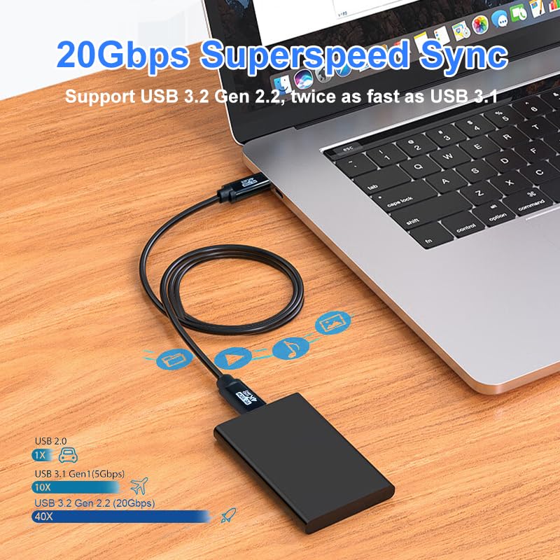 Cable USB C a USB C de 10 pies, 100 W 4K60HZ USB3.2 GEN2x2 compatible con Samsung Galaxy S23 S22 S21 S20 Ultra, Note 20 10, MacBook ProAir, iPad Pro