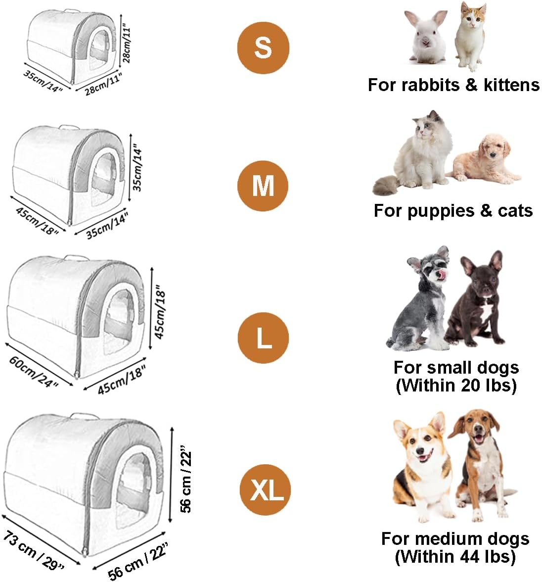 ANPPEX Casa para perros para interiores, cama para perro cubierta lavable 2 en 1, aislada y acogedora cueva de iglú para perro, tamaño L para perros