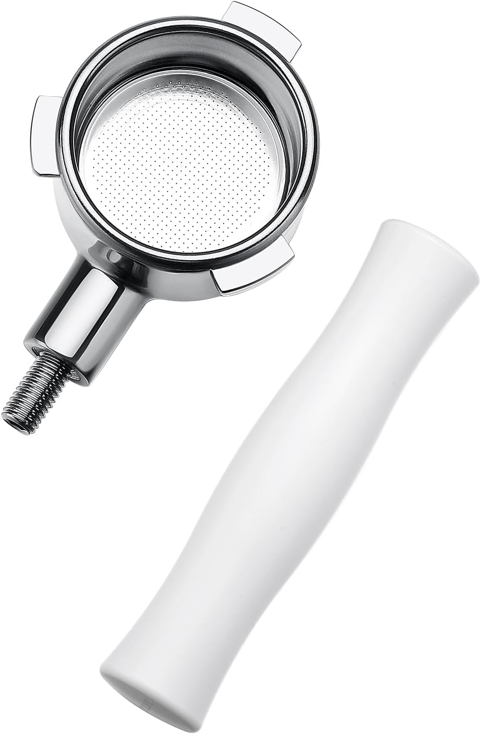 Normcore Portafiltro sin fondo de 2.126 in – Portafiltro desnudo sin fondo – Revestimiento antiadherente blanco – Cesta de filtro incluida –
