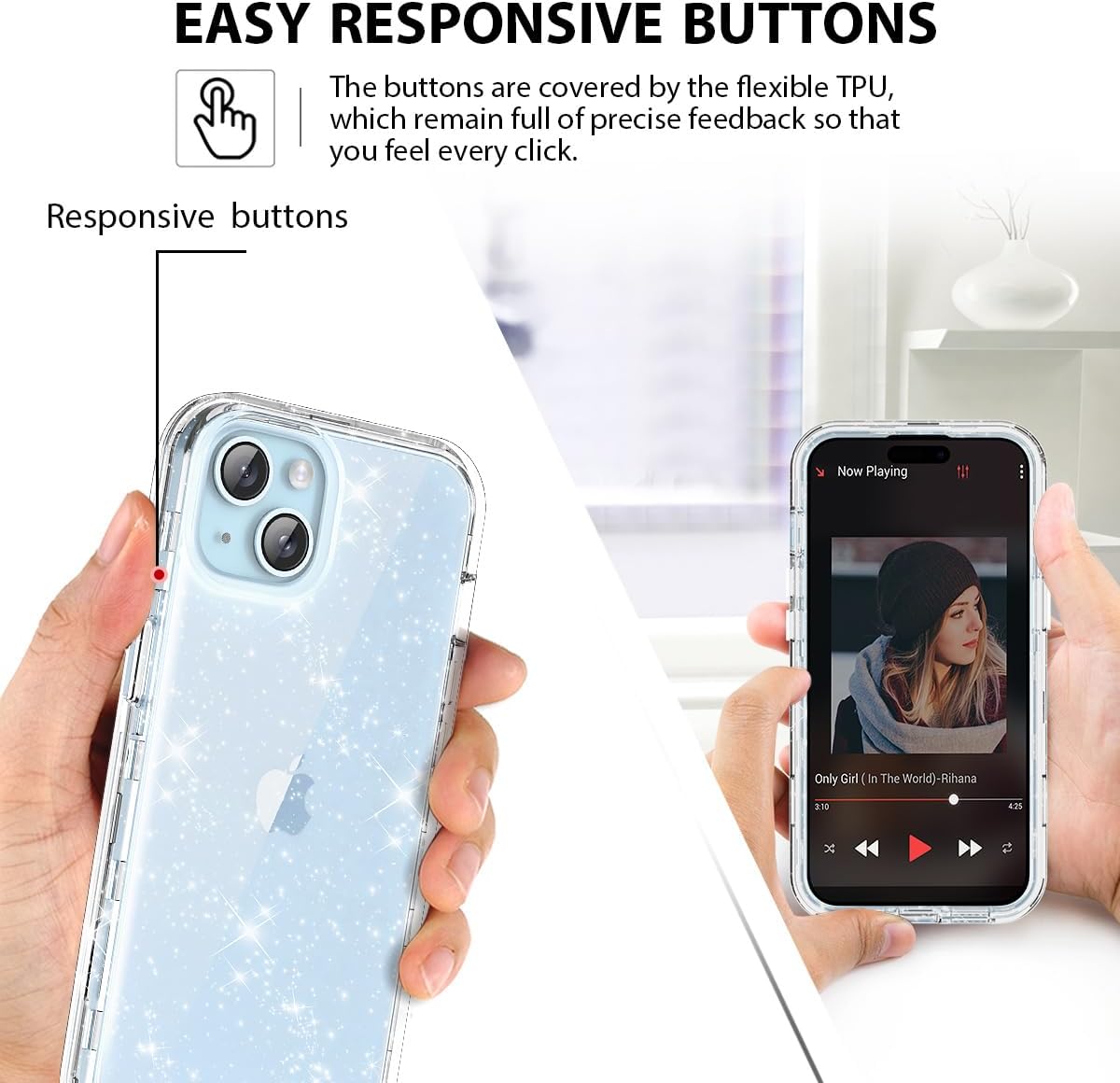 Btscase Funda para iPhone 15 Plus de 6.7 pulgadas (2023), patrón de mármol 3 en 1 resistente cuerpo completo a prueba de golpes PC duro + silicona