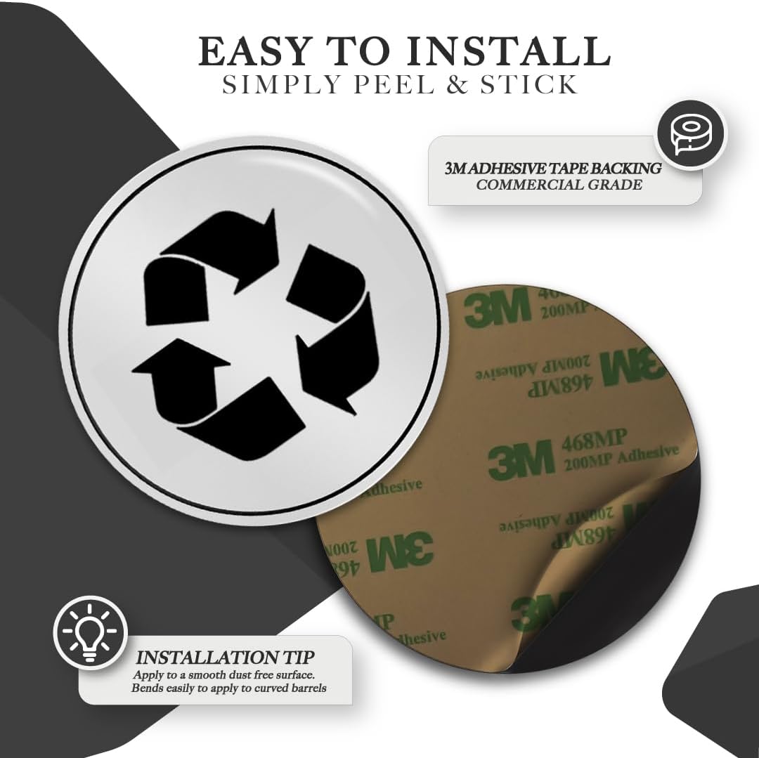 Juego de 2 calcomanías de basura y reciclaje, para interiores y exteriores, resistentes a los rayos UV, estable y resistente a la intemperie,