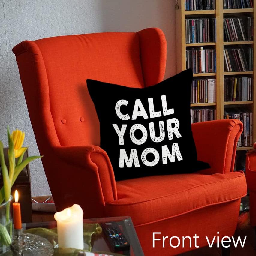 Call Your Mom Text Your Dad – Fundas de almohada reversibles, color negro, decoración de dormitorio universitario, funda de almohada de 18 x 18