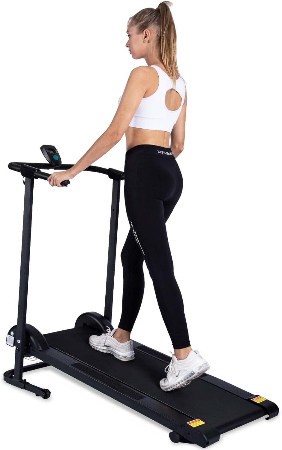 Caminadora manual plegable con inclinación de 10, pequeña cinta de correr no eléctrica, máquina de ejercicios de entrenamiento para apartamento en