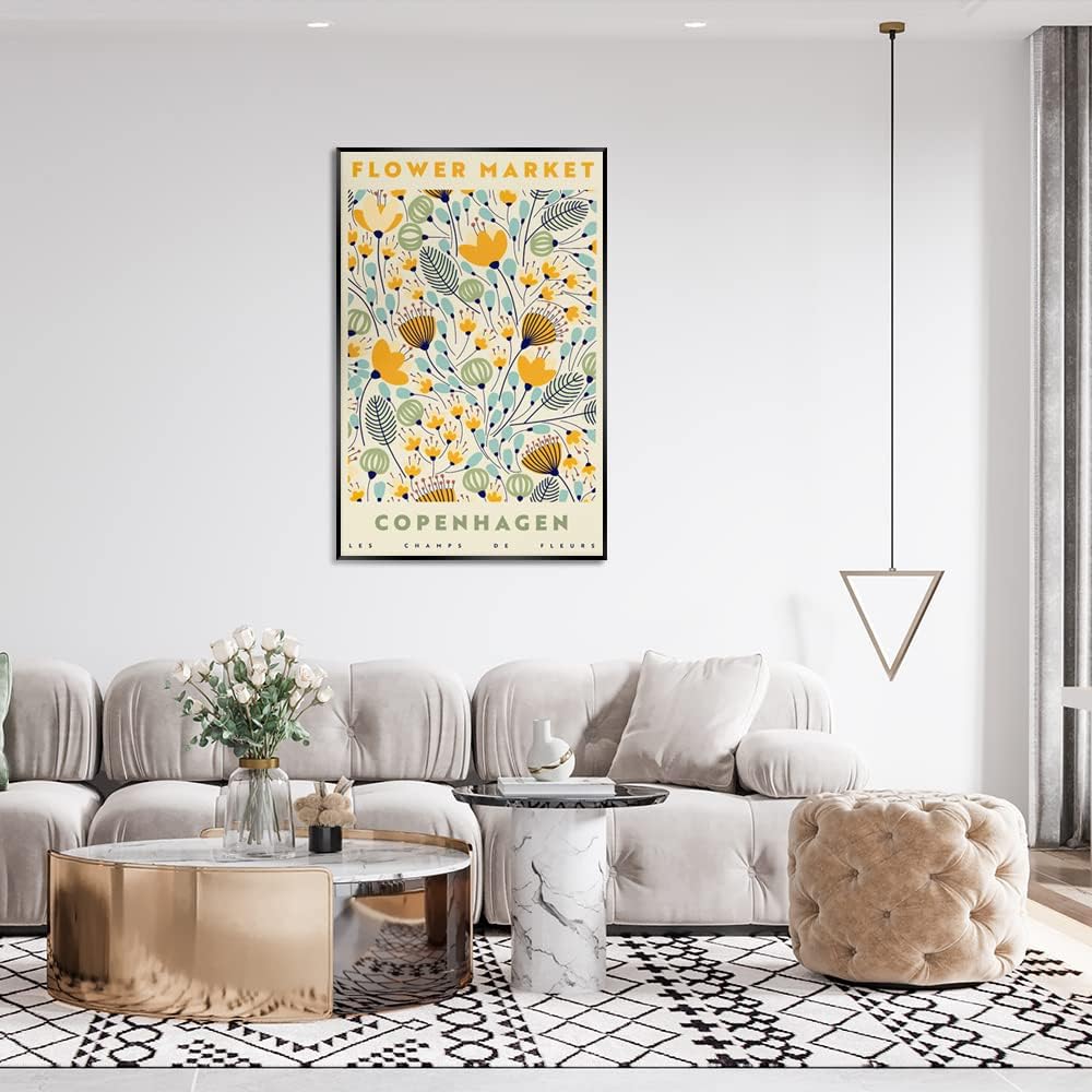 Póster de mercado de flores coloridas para habitación, estética, lienzo floral de Copenhague, arte para pared, hojas botánicas, pintura abstracta