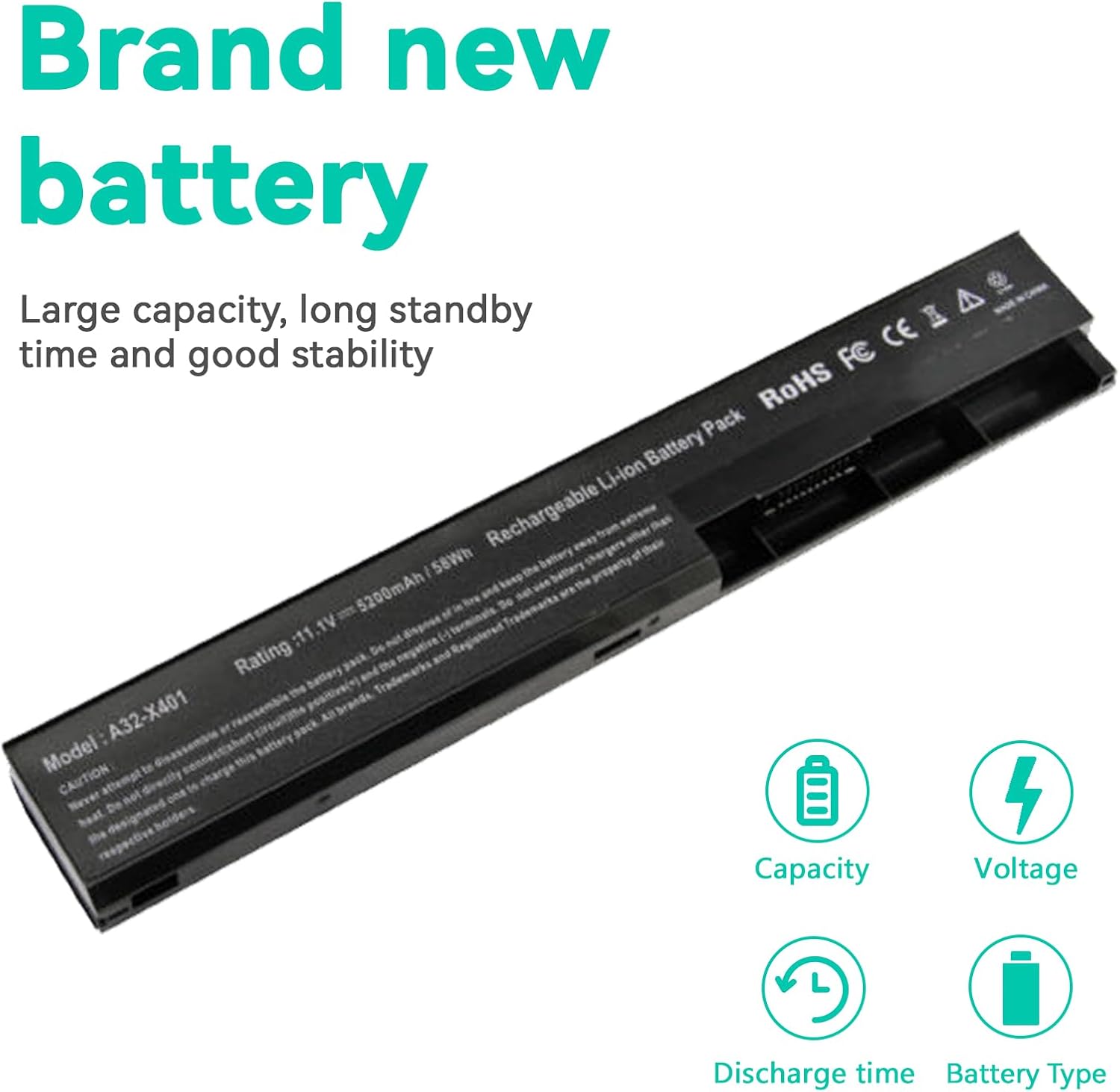 Fancy Buying Batería para portátil compatible con Asus X501A X301 X301A X301U X401 X401A X401U X501 X501U A31-X401 A32-X401 A41-X401 A42-X401