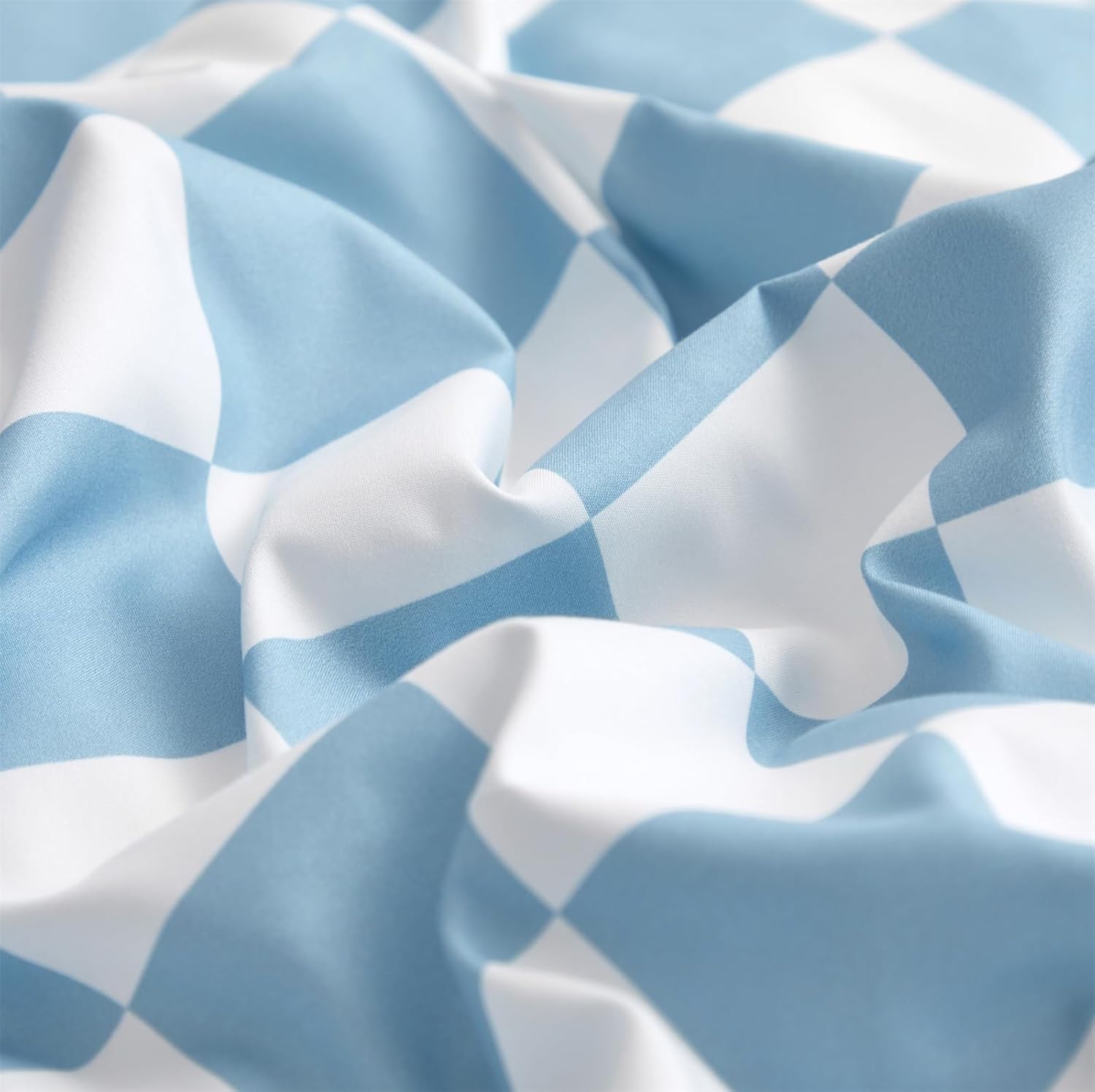 Juego de edredón de cuadrícula azul y blanco, juego de ropa de cama a cuadros azules y blancos para niñas, juego de edredón transpirable para niños,