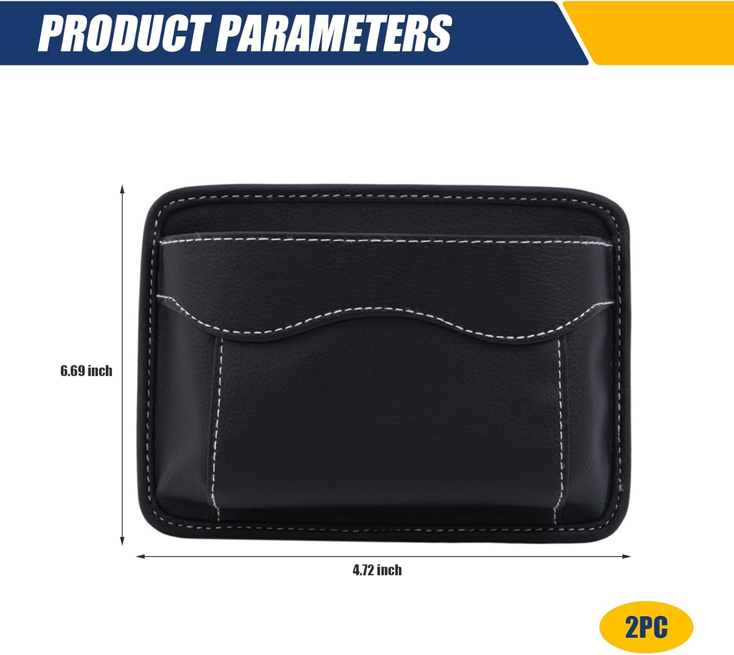 2 organizadores de espacio para asiento de automóvil, 6.69 x 4.72 pulgadas, de cuero totalmente bordado, impermeable, bolsa colgante de