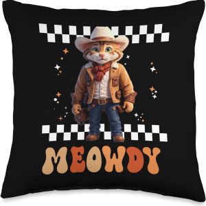 Meowdy Cowboy Hat Cat Groovy Retro Cats Lovers Meowdy Cowboy Hat Groovy Retro Kitten Cats Lovers – Almohada de 16 x 16 pulgadas, multicolor Meowdy Cowboy Hat Cat Groovy Retro Cats Lovers Meowdy Cowboy Hat Groovy Retro Kitten Cats Lovers – Almohada de 16 x 16 pulgadas, multicolor